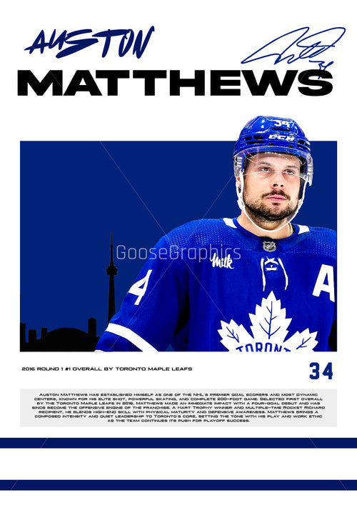 Auston Matthews Poster, Toronto Maple Leafs, (Digital Download)
