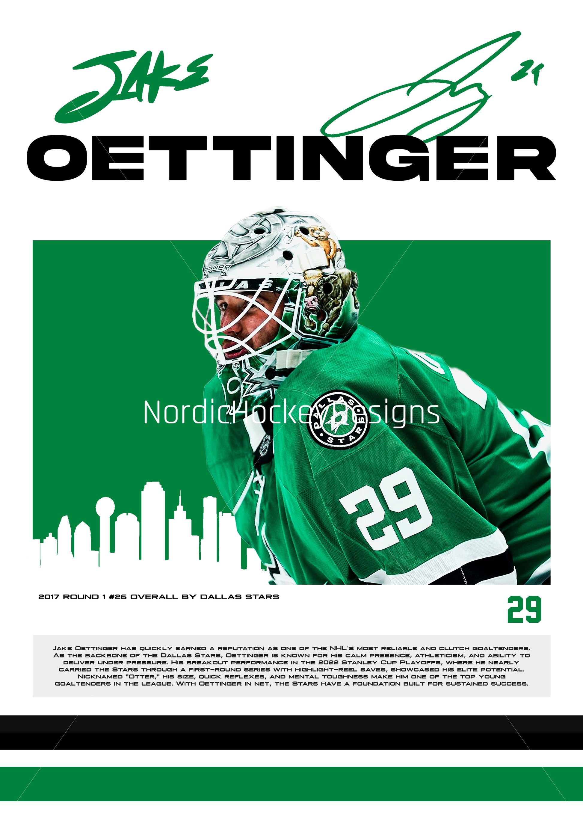 Jake Oettinger Poster, Dallas Stars, (Digital Download)