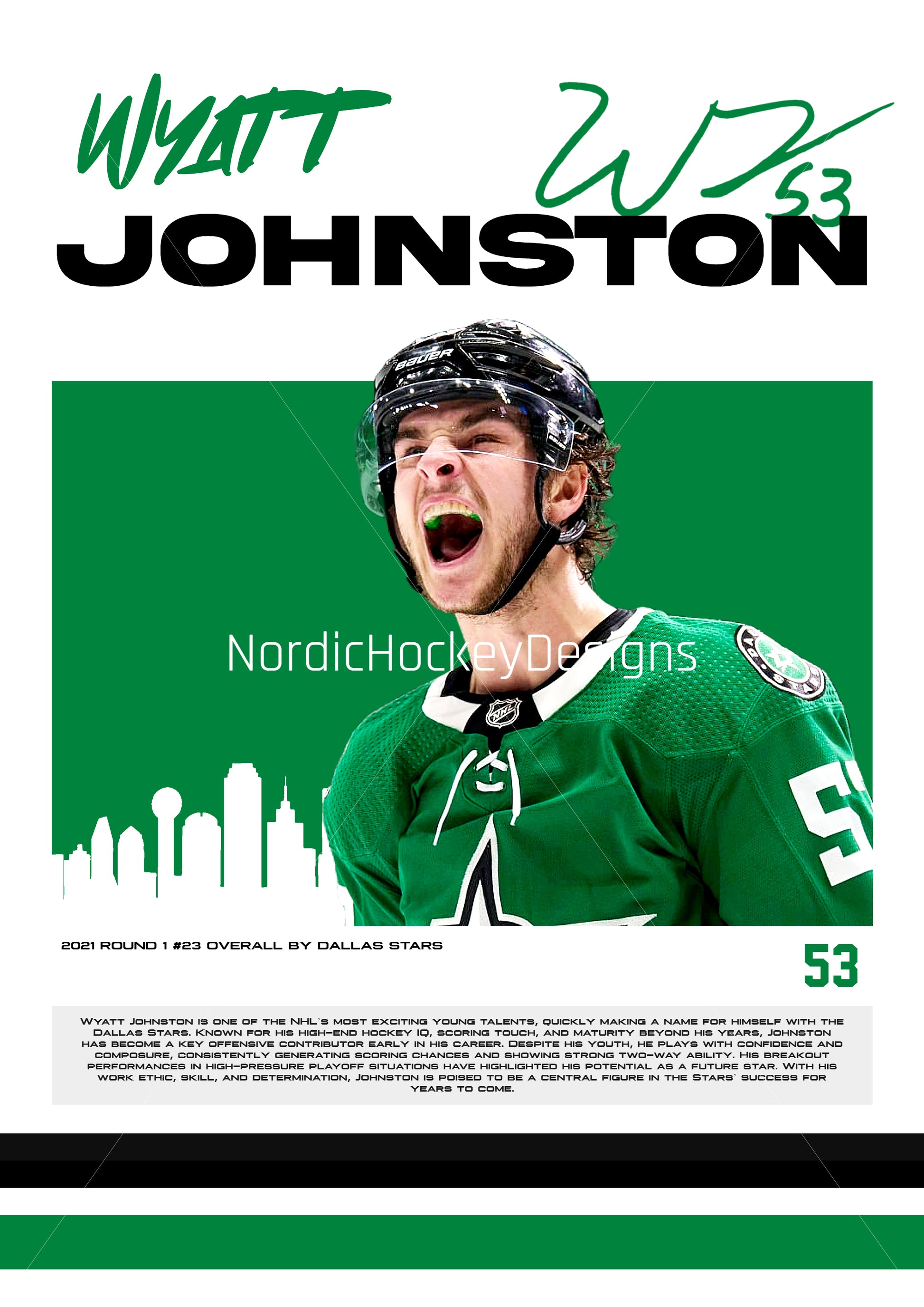 Wyatt Johnston Poster, Dallas Stars, (Digital Download)